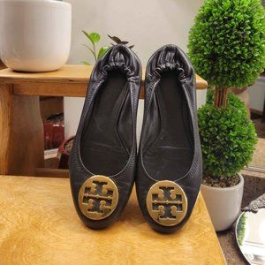 Tory Burch Leather Black Ballerina Style Flats 9